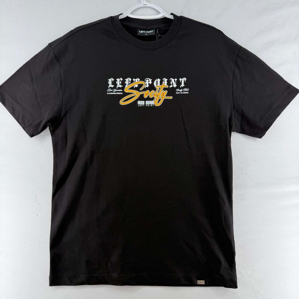 0279 S- Left Point Men's Black Urban Streetwear Graphic T-Shirt